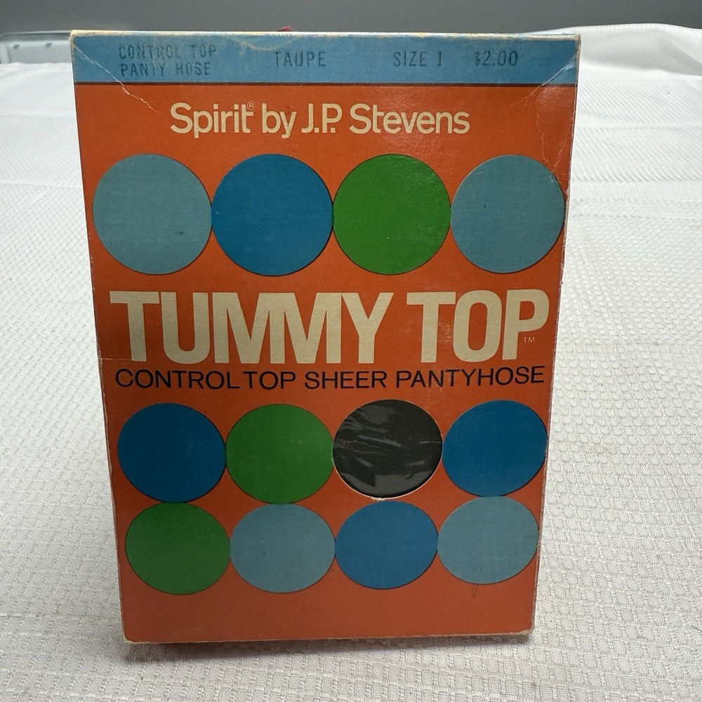 Vintage 70s Spirit By JP Stevens Tummy Top Controltop Sheer Pantyhose Taupe Sz 1